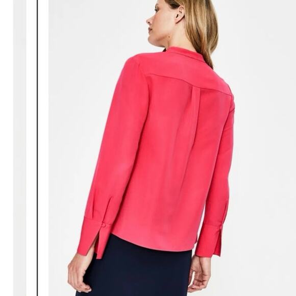 Boden Macie Blouse Pink Button Front Ruffle Size 4 - Picture 6 of 12